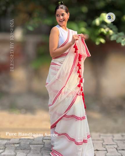 Radha Gopinath White Handloom Saree