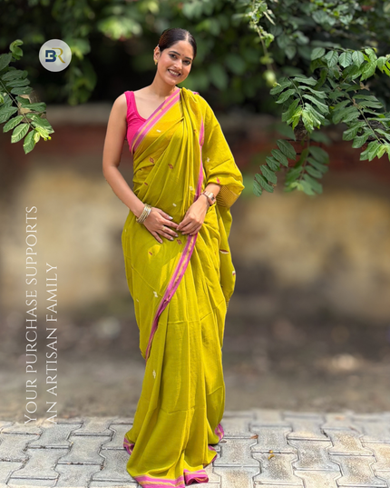 Radha Shyam Sundar Green Handloom Saree