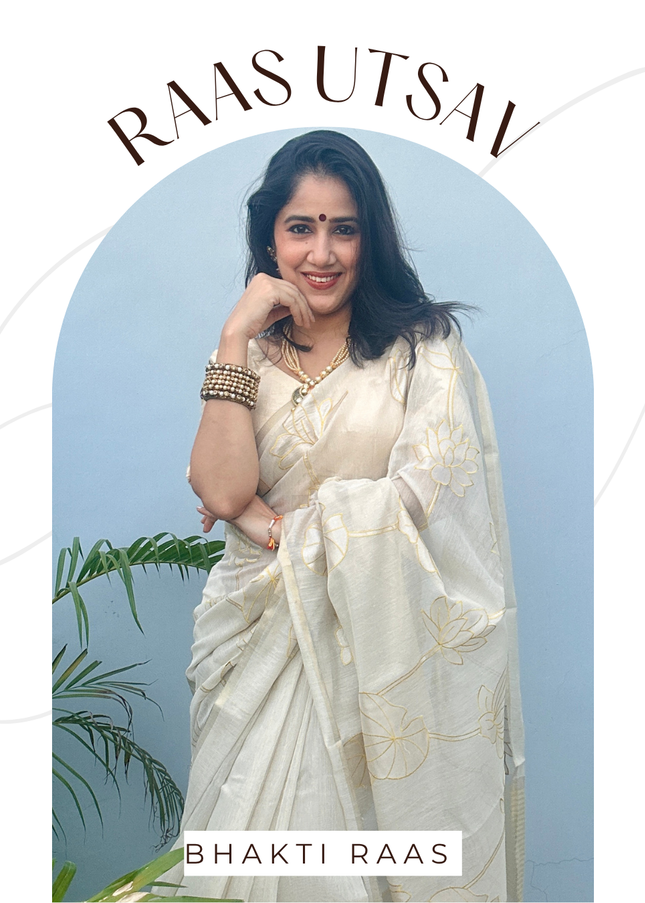 Shwet Raas White Tissue Linen Banarasi Saree