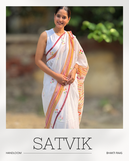 Radha Govind White Handloom Saree