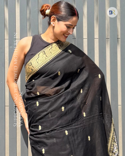 Radha Sakshi Gopal Black Handloom Saree