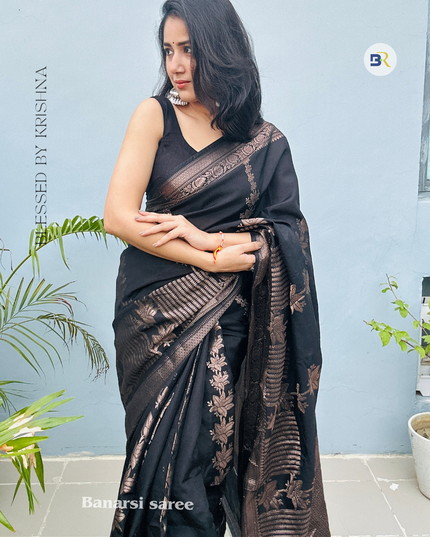 Yamuna Tarang Black Banarasi Silk Saree