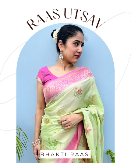 Madhuvana Green Banarasi Crepe Saree