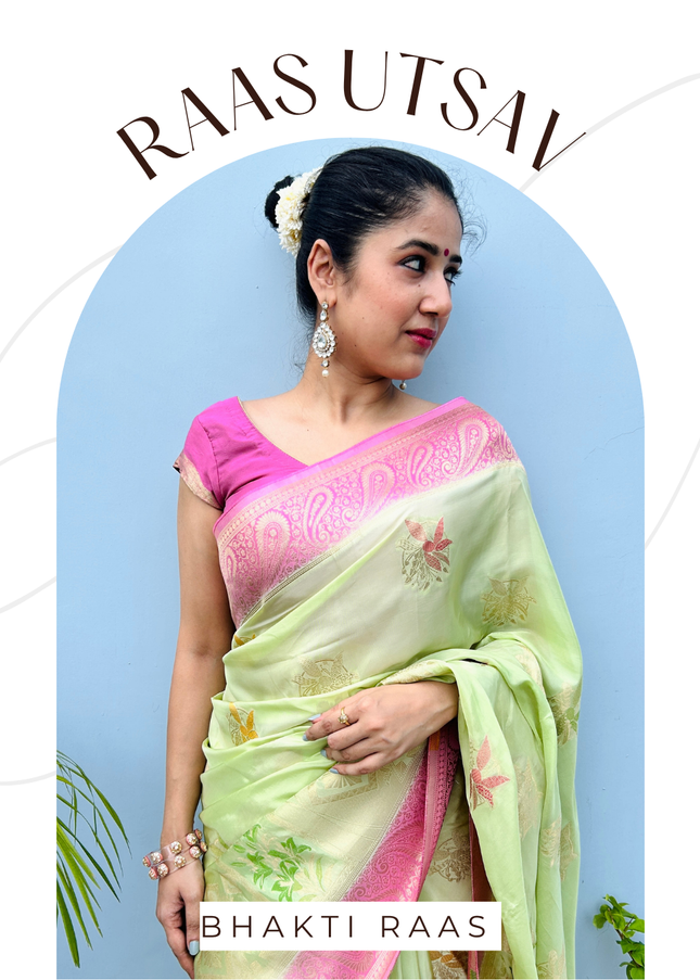 Madhuvana Green Banarasi Crepe Saree