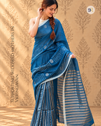 Radha Mohan Blue Handloom Saree