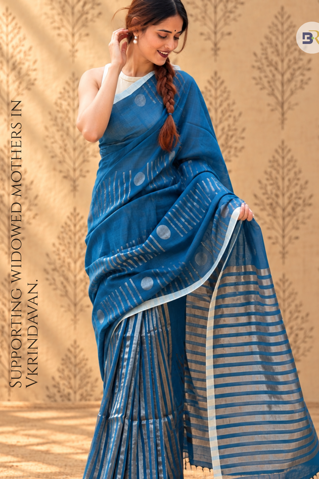 Radha Mohan Blue Handloom Saree