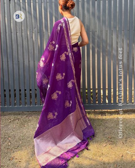 Chandra Sarovar Deep Purple Banarasi Saree