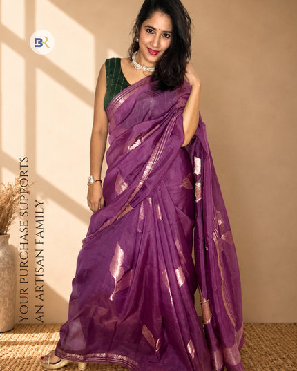 Vraj Sundari Purple Banarasi Silk Saree