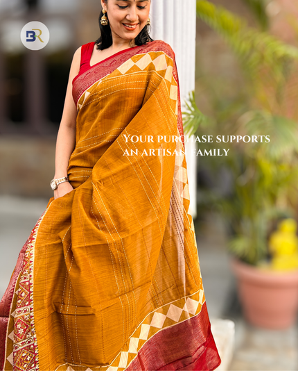 Kanak Madhavi - Pure Chanderi Silk with Kantha Work