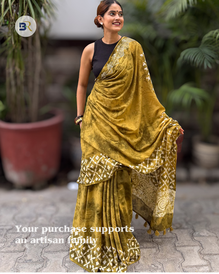 Indulekha Sakhi Forest Gold Mul Cotton Saree