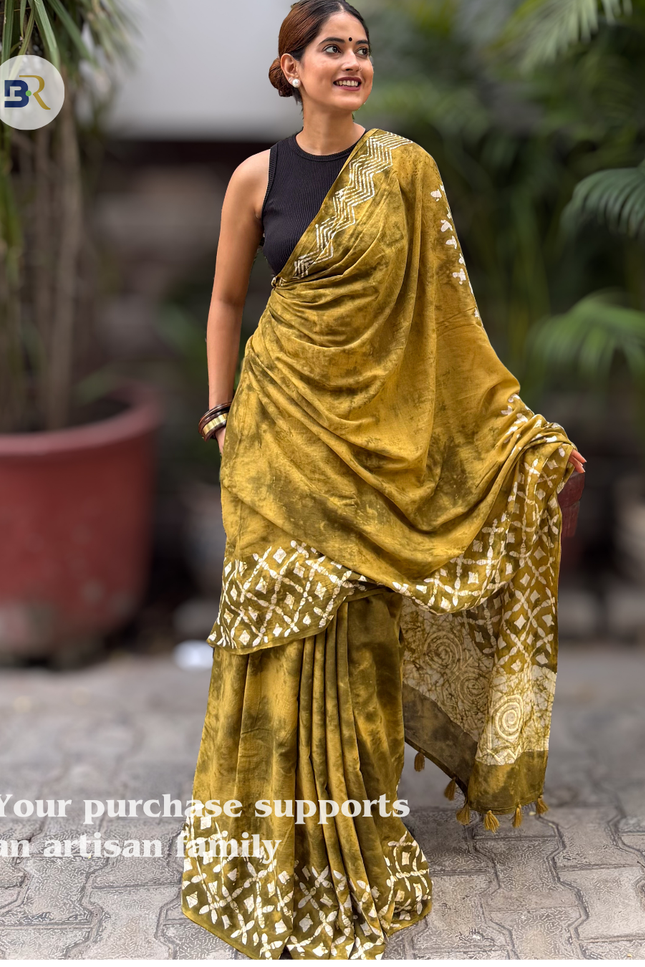 Indulekha Sakhi Forest Gold Mul Cotton Saree