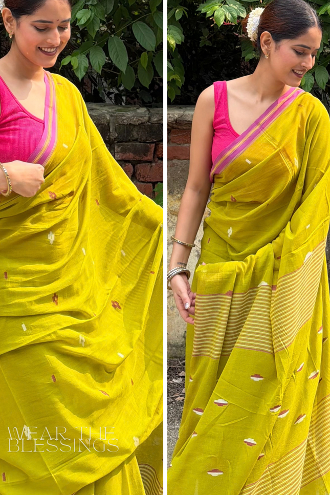Radha Shyam Sundar Green Handloom Saree