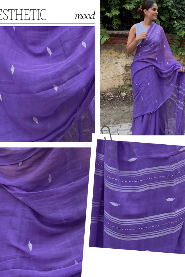 Radha Madhav Purple Handloom Saree