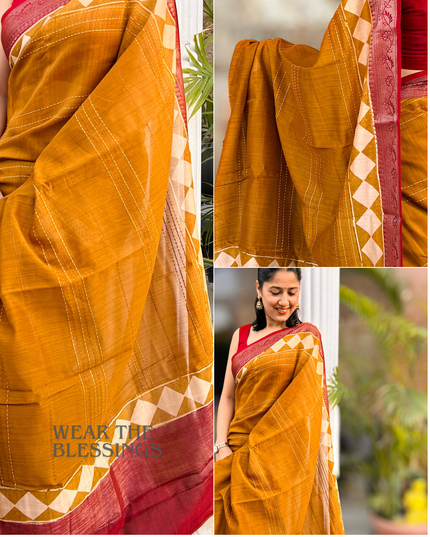 Kanak Madhavi - Pure Chanderi Silk with Kantha Work