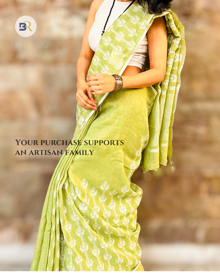 Raas Vihari – Pure Linen Embroidered Saree
