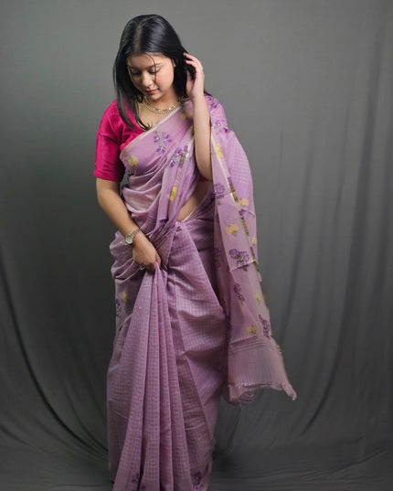 Shyam Raas Purple Banarasi Cotton Saree