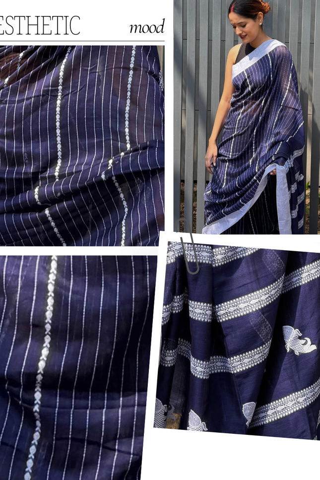 Radha Krishna Blue Handloom Saree