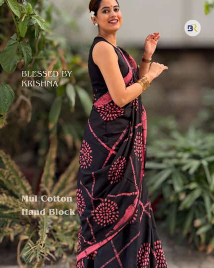 Krishna Kalindi Mul Cotton Saree