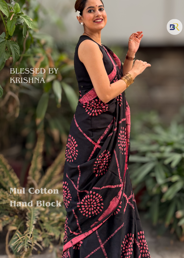 Krishna Kalindi Mul Cotton Saree