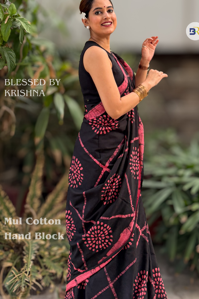 Krishna Kalindi Mul Cotton Saree