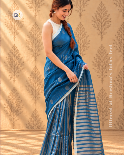 Radha Mohan Blue Handloom Saree