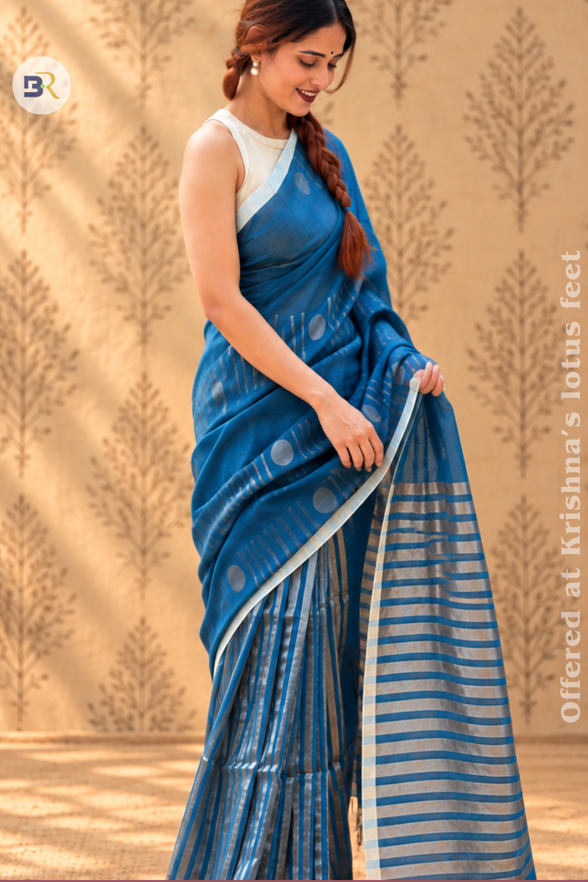 Radha Mohan Blue Handloom Saree