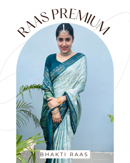 Raas Manjri Teal Banarasi Saree