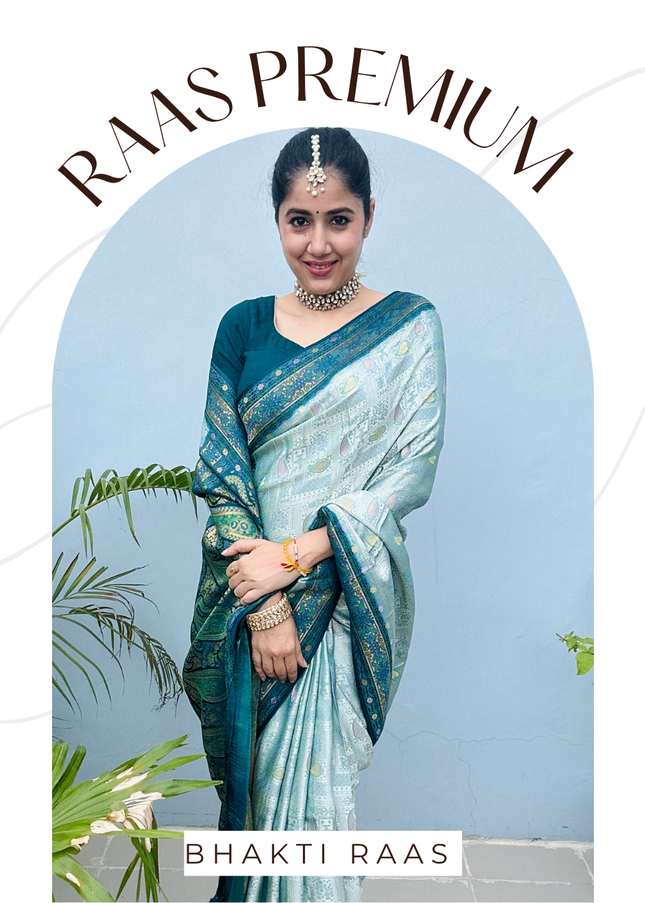 Raas Manjri Teal Banarasi Saree