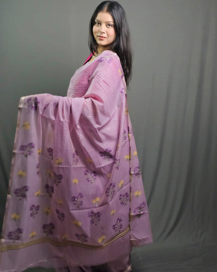 Shyam Raas Purple Banarasi Cotton Saree
