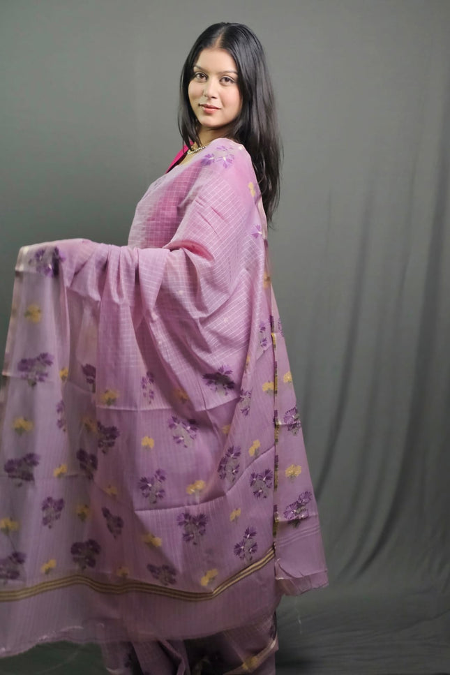Shyam Raas Purple Banarasi Cotton Saree