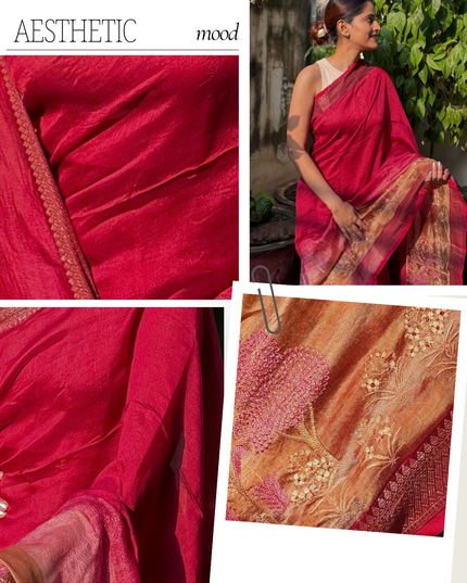 Prem Sarovar Red Chanderi Saree