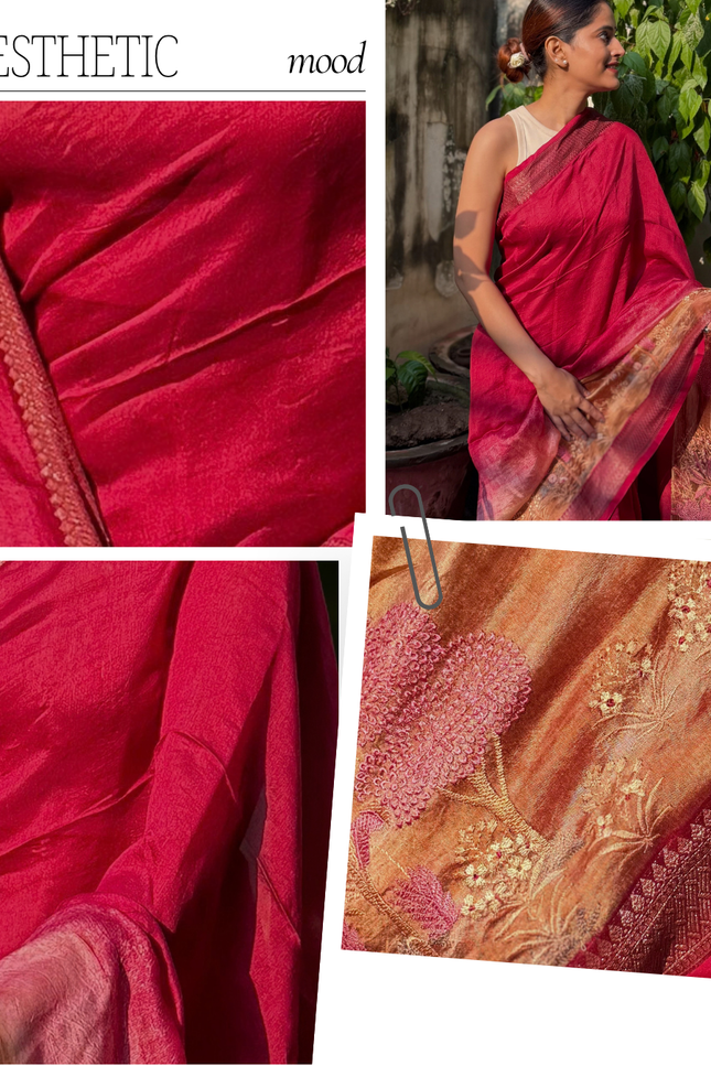 Prem Sarovar Red Chanderi Saree