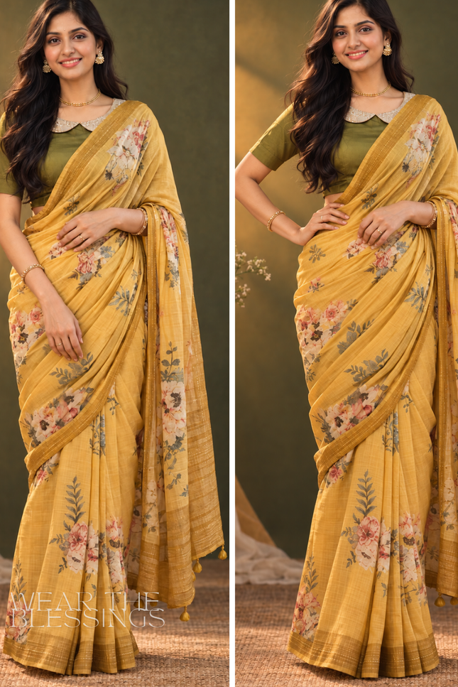 Krishna Pitambari Yellow Chanderi Silk Saree