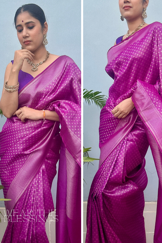 Kusum Sarovar | Purple Kanjivaram Saree