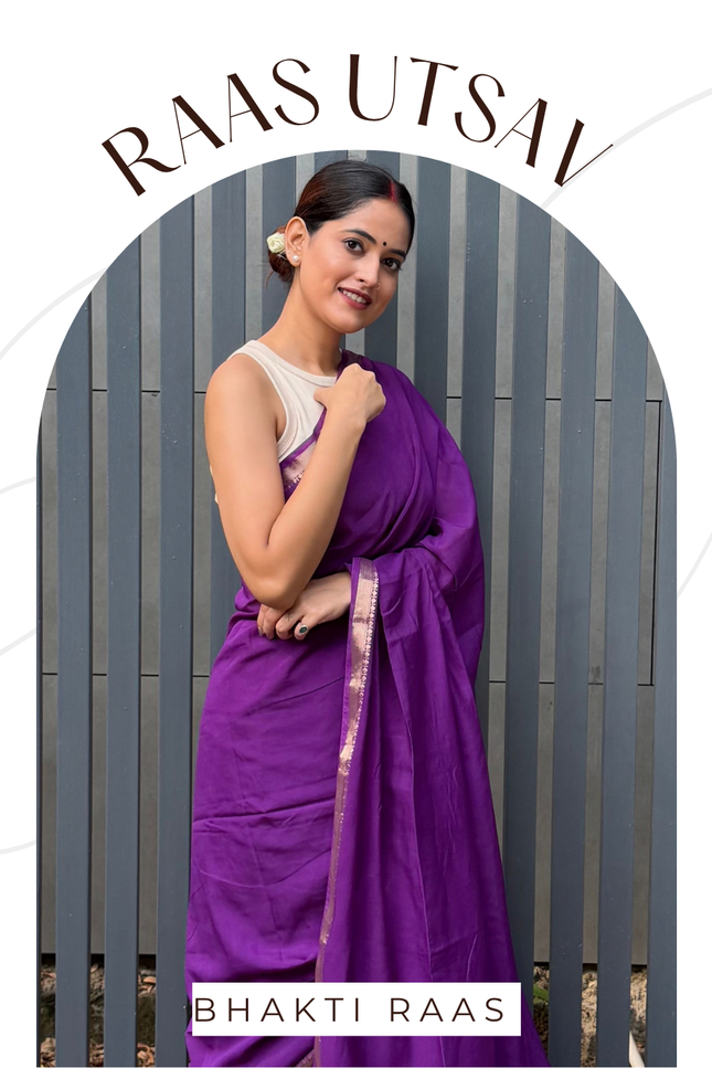Kunj Bihari Purple Banarasi Saree