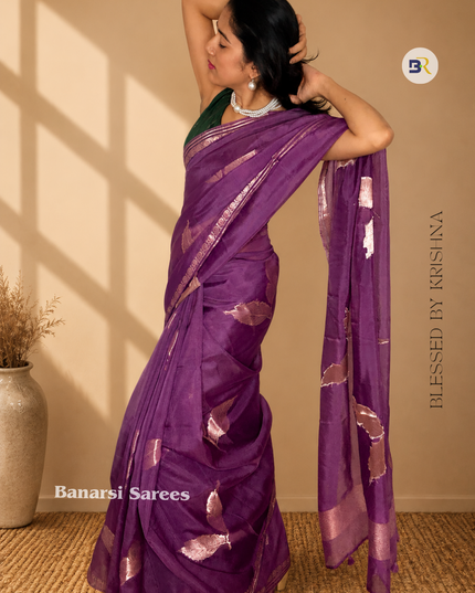 Vraj Sundari Purple Banarasi Silk Saree
