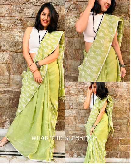 Raas Vihari – Pure Linen Embroidered Saree