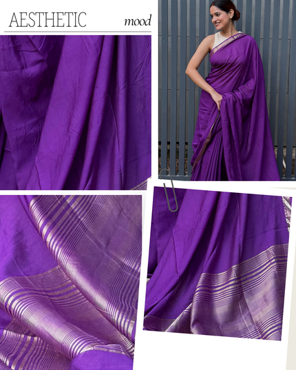 Kunj Bihari Purple Banarasi Saree