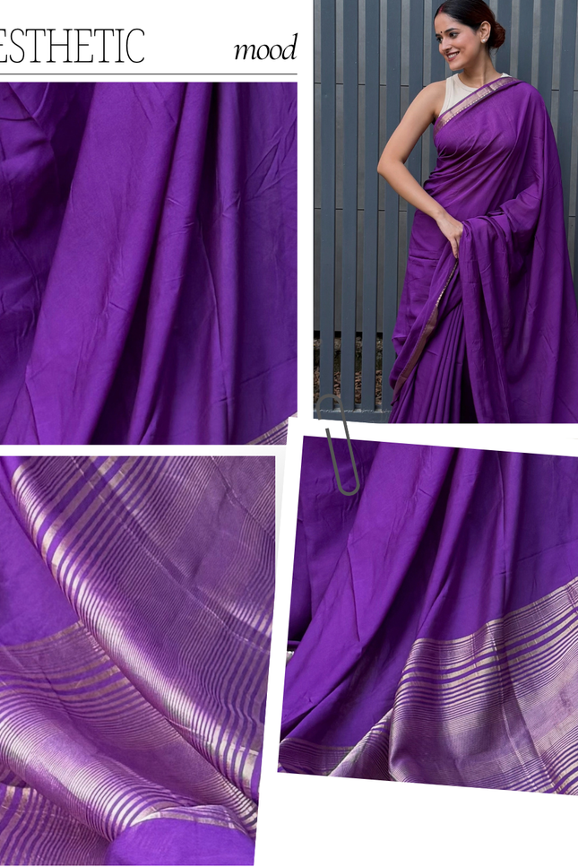 Kunj Bihari Purple Banarasi Saree