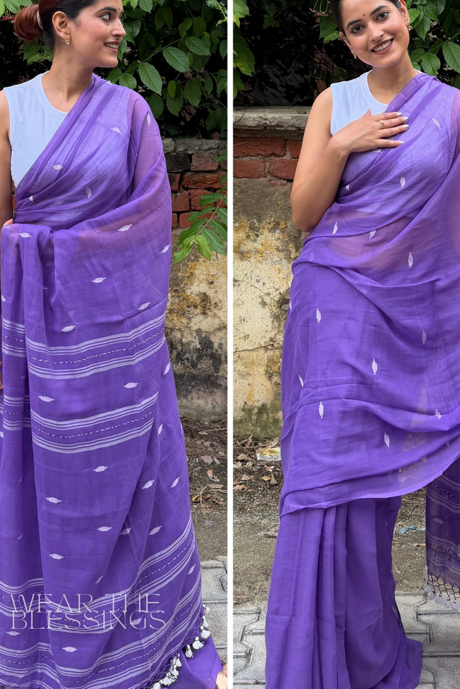 Radha Madhav Purple Handloom Saree