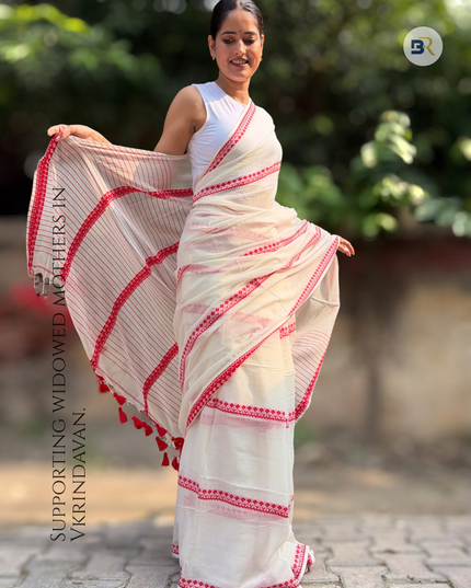 Radha Gopinath White Handloom Saree
