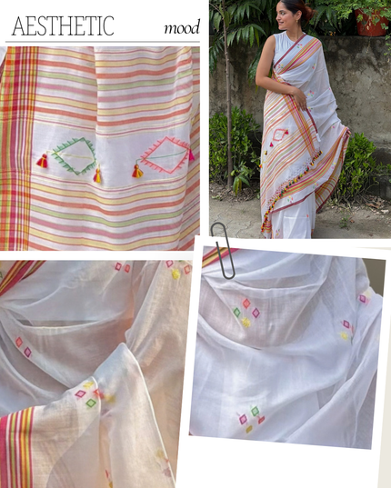 Radha Govind White Handloom Saree