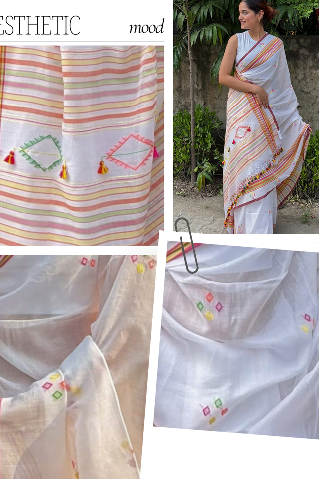 Radha Govind White Handloom Saree