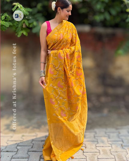 Peeli Pokhar Silk Embroidered Saree