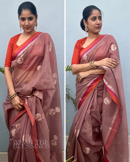 Revati Mauve Plum Banarasi Silk Saree