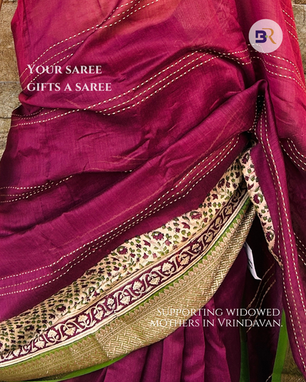 Madhavi Manjari - Pure Chanderi Silk with Kantha Work