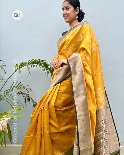 Venu Madhuri Yellow Banarasi Silk Saree