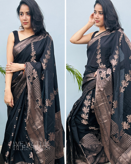 Yamuna Tarang Black Banarasi Silk Saree