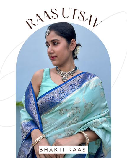 Radha Prem Blue Banarasi Crepe Saree