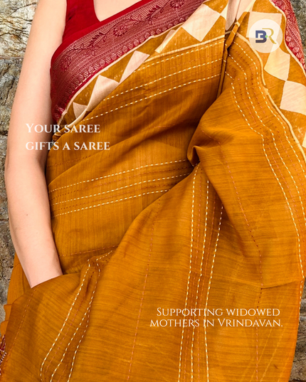 Kanak Madhavi - Pure Chanderi Silk with Kantha Work